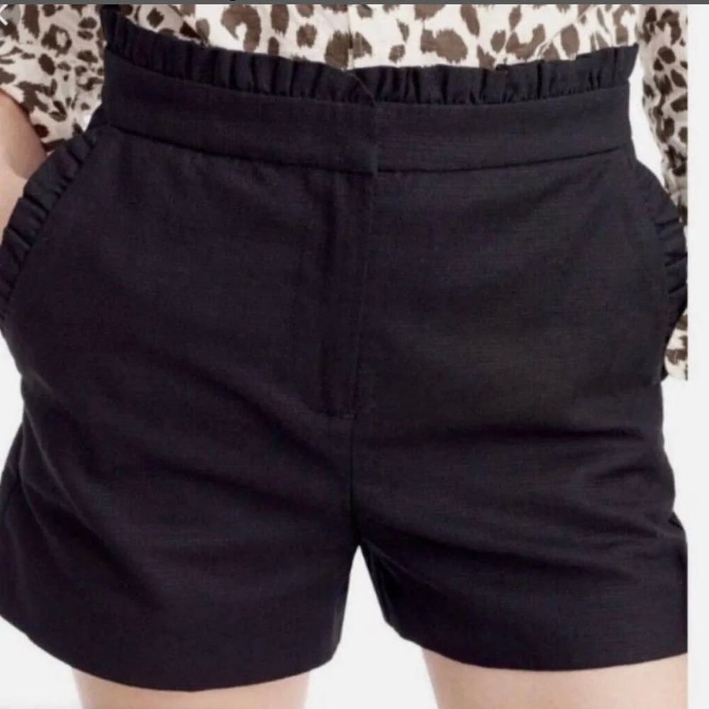 J. Crew Black High Waist Ruffle Pocket Shorts Sz 14